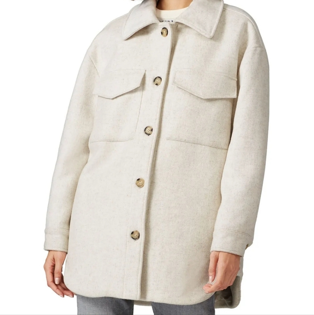 Line & Dot Drew Wool Cream Blend Shirt Jacket Coat